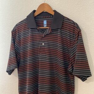 PGA Tour Men’s Polo Short Sleeve Golf Shirt Performance Activewear Black Stripes